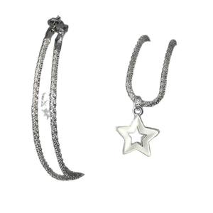 Collar con Colgante <span class=keywords><strong>de</strong></span> Estrella Luminosa Plateada Aisaiti con Cadena <span class=keywords><strong>Figaro</strong></span>, Microincrustaciones que Brillan en la Oscuridad, Doble Capa, Estilo Y2K, Joyería Brillante para Mujer - Product Image 5