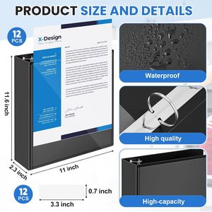 Classeurs souples en plastique à 3 anneaux de 2 pouces <span class=keywords><strong>avec</strong></span> couverture transparente et 2 poches, capacité de 375 feuilles pour le bureau et l'école - Product Image 2