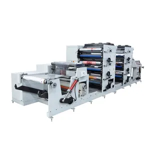 RTRY-950 8 color adhesive label sticker film roll to 2 Tower 4 colour flexo paper printing machine