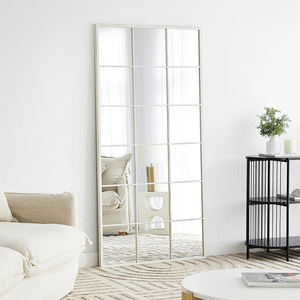 Miroir mural arqué pleine longueur moderne pour extérieur et jardin avec écran LED, cadre en métal noir, décoration intérieure - Product Image 3