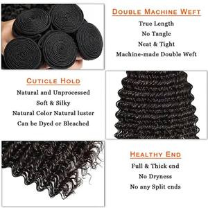 Cheveux vierges brésiliens ondulés humides non traités, fermeture frontale 13x4, double trame, bouclés profonds, super double trame, 3+1 dentelle, machine à double trame - Product Image 3