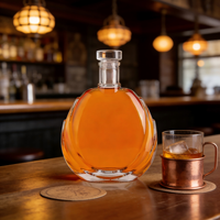 Bouteilles en verre rondes vides, transparentes, pour spiritueux, pour la vodka, emballage de boissons haut de gamme pour les marchés occidentaux