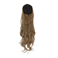 Queue de cheval synthétique bouclée crépue effet vague d'eau de 28 pouces avec cordon de serrage et clip, extension de cheveux haute température pour femme