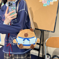 Sac à dos en peluche Capybara mignon, sac de rangement créatif pour étudiantes, petit sac rond respirant ultra-léger