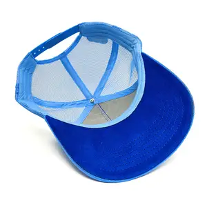 หมวกปัก Applique แบบกําหนดเอง 5 แผงหมวก Trucker กํามะหยี่สีชมพูเปล่า