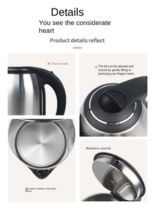 กาต้มน้ำไฟฟ้าไร้สายกาต้มน้ำไฟฟ้าสแตนเลสเกรดอาหารความจุสูงสำหรับโรงแรมใช้ในครัวเรือนกาต้มน้ำขัดตัว - Product Image 4