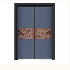 Lusso Extra formato moderno Design residenziale nero ingresso anteriore esterno Pivot porta d'ingresso in metallo acciaio di sicurezza porta per la casa