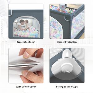 คอกกั้นเด็กแบบพับได้ ผลิตจากสแตนเลสและพลา<span class=keywords><strong>ส</strong></span>ติก PP ปลอดภัยสำหรับเด็กเล็ก ใช้ได้ทั้งในบ้านและนอกบ้าน  ออกแบบโดย Prodigy Free Design พร้อ<span class=keywords><strong>ม</strong></span>ตัวอย่างการปรับแต่งได้ - Product Image 6