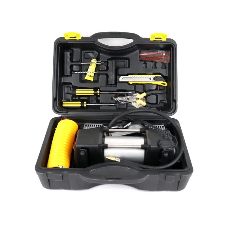 Сверхмощный двухцилиндровый насос для накачивания шин, портативный мини-воздушный насос, 12 В постоянного тока, автомобильный воздушный компрессор, насос для шин с инструментом