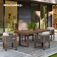 Luxus Esstisch Set Holz Runder Tisch Rattan Stuhl Nordic Cafe Hocker Stühle Terrassen möbel Bank Outdoor Ess-Set