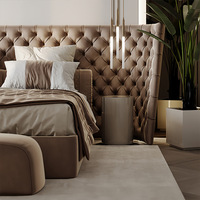 Lits en cuir capitonnés de luxe avec rangement, design minimaliste pour villa, penthouse, chambre à coucher, lit double