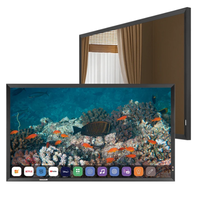 TV Cermin Pintar 55 Inci 4K Tahan Air dengan Kontrol Suara webOS Bingkai Hitam untuk Kamar Mandi Hotel
