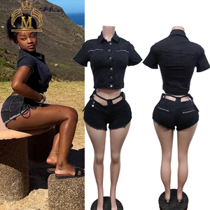 Completo Set <span class=keywords><strong>Jeans</strong></span> Donna 2026: Top Corto in Denim Sexy e Alla Moda + Shorts - Completo Due Pezzi Streetwear in Denim per Donna - Product Image 6