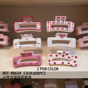 Fermacapelli a clip quadrati piccoli con stampa, 2 per colore, scatola da 600 pezzi - Product Image 2