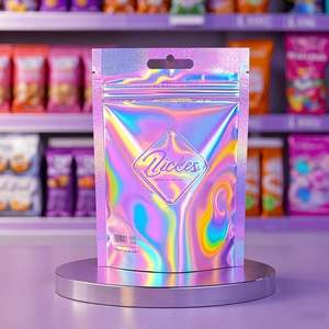 Customized Printed Childproof Aluminium Holographic <b>Ziplock</b> <b>Bag</b> 3.5g 7g 28g Plastic Candy Food <b>Bags</b> Stand Smell Proof for Sushi - Product Image 1