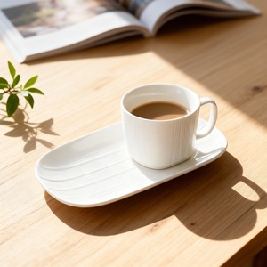 <b>Large</b> Capacity White Ceramic Coffee <b>Cup</b> With <b>Saucer</b> For Home Restaurant Hotel Use - Product Image 3