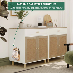 Mueble para Gatos JIAMEIJIA de Roble Claro Premium con Puerta Arqueada y Estante Amplio - Product Image 3