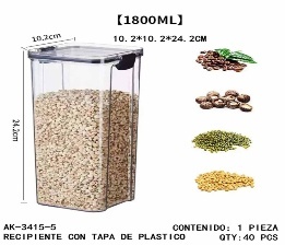 Acrylic Minimalist Airtight <b>Container</b> 1.8L Rectangular Food Storage Box Airtight Lids for Refrigerator Organizer Cereal <b>Flour</b> - Product Image 1