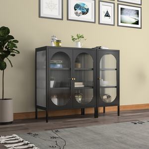 Woonkamer Meubels Decoratieve Glazen Deur Dressoir Metalen Buffetkast Huis Dressoir - Product Image 4