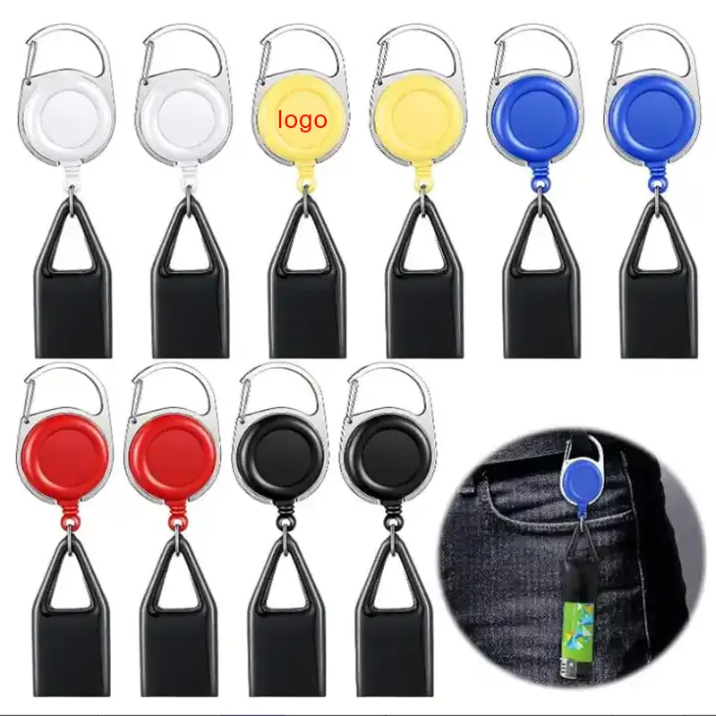 WOWO TECH Logo personnalisé rond Mini Premium rétractable briquet porte-clés avec clip de sécurité laisse