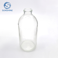 Bouteille en verre cylindrique pour infusion de 500 ml avec bouchon en caoutchouc, flacon médical vide pour l'emballage de liquides intraveineux