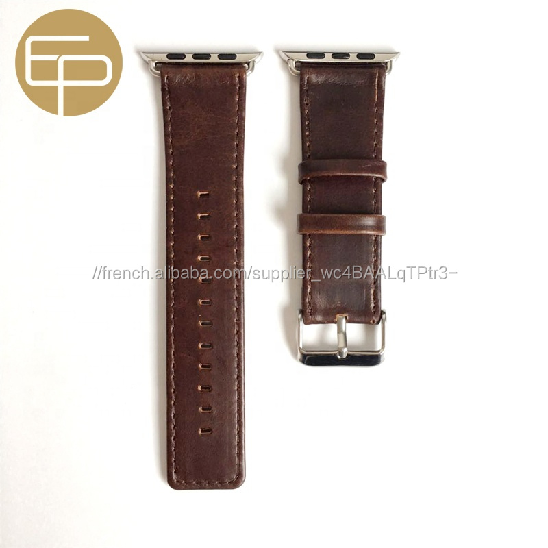 personnalisées rapide brun queue carrée d'huile vintage en cuir véritable bracelet de montre pour Apple Montre 38 40 42 44mm