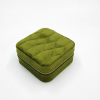 Boîte à bijoux de luxe en velours avec fermeture éclair, organiseur de bijoux portable, étui de voyage compact avec miroir