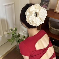 Accessoires pour cheveux unisexes de style coréen faits à la main, avec fleur en dentelle jaune et pince crabe, cadeau de mariage