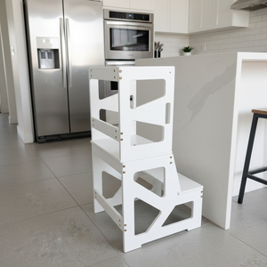 Tour d'apprentissage multifonctionnelle moderne Montessori en bois 3-en-1 convertible et réglable pour tout-petits, aide de cuisine, marchepied, chambre - Product Image 3