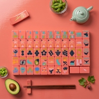 Ensemble de Mahjong Américain de Luxe Personnalisé Rose Corail 160 Tuiles Thème Californie Design Moderne Boutique Gravées Coffret Cadeau