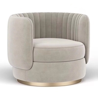 Fauteuil pivotant moderne avec revêtement en velours confortable, base en métal, pour salon ou hôtel, pour utilisation en appartement
