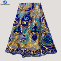 Sinya luxe africain maille filet dentelle de mariée avec paillettes brillantes dentelle tissu luxe dentelle robe de soirée