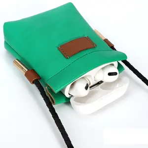 Luxe Crossbody Oortelefoon Cover Portemonnee Voor Air Pod Case Leer Oortelefoon Mini Tas