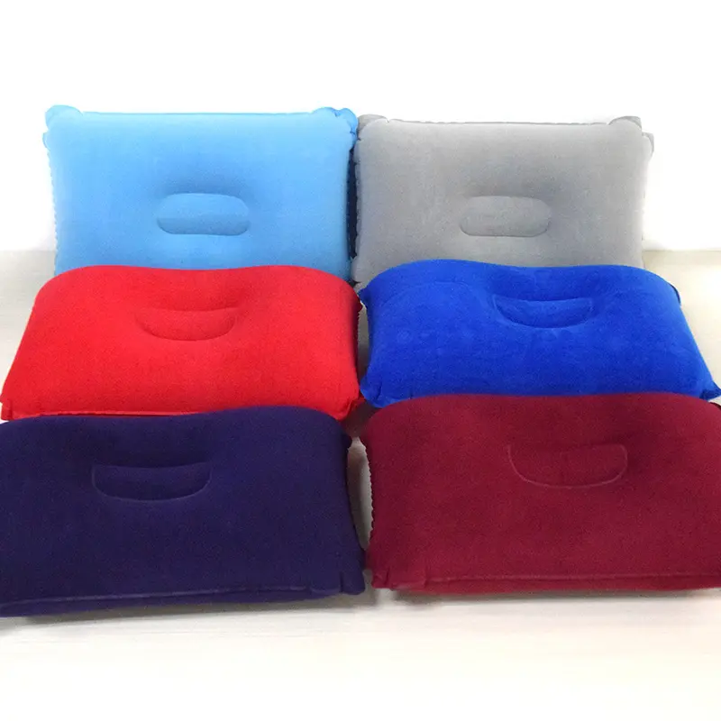 Almohada de cuello de viaje de flocado inflable rectangular cuadrado personalizado
