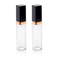 Tubos de Brillo Labial Cuadrados Personalizados, Vacíos, Esmerilados, Transparentes, con Tapa de Rosca y Aplicador Grueso, Impresión Serigráfica
