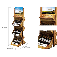 Présentoir à Bouteilles de Vin en Bois Personnalisé à 3 Niveaux, Autoportant, pour Magasins de Spiritueux avec Logo Personnalisé