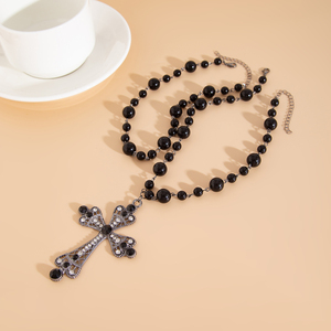 Set di 2 Collane con Croce e Perle Sintetiche Cave Vistose da Uomo, Girocollo Maschile di Tendenza per Tutti i Giorni, Gioielli alla Moda da Regalare - Product Image 6