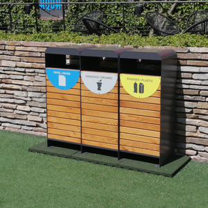 Papelera de Reciclaje Castao 3x80 L 400M-3R Metal Verde Punto Verde - Product Image 1