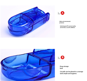 Caja de plástico transparente para cortar medicamentos para personas mayores, dispositivo portátil para dividir medicamentos con cortador de acero inoxidable - Product Image 3