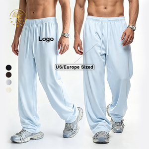 Pantaloni Sportivi da <span class=keywords><strong>Uomo</strong></span> Autunnali <span class=keywords><strong>a</strong></span> Tinta Unita, Modello Basic, Vestibilità Ampia, Gamba Dritta, con Coulisse, Vita Elastica e Tasche - Product Image 1