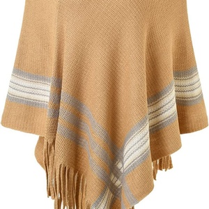 Châle tricoté pour femme, fourni directement par le fabricant, nouvelle mode, coloré, à rayures imprimées, en acrylique, tricoté chaîne - Product Image 3