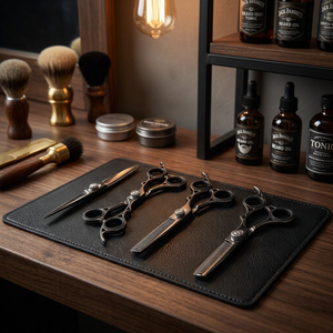 Professional Hair Scissors Titanium Hair Scissors Salon <b>Barber</b> Shears Comb Shear <b>Set</b> Textured Finish Cutting Grooming Tools - Product Image 5
