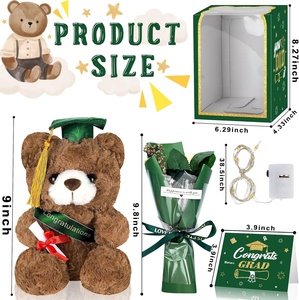 Set de Regalos de Graduación 2025: Oso de Peluche, Flor Artificial, Tarjeta de Felicitación, Decoraciones Verdes para Fiesta de Graduación - Product Image 2