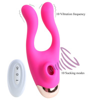 3-in-1 Kaninchen-Vibrator mit Fernbedienung, Klitoris-Stimulation, Saugfunktion, G-Punkt-Vibrator, USB, wasserdicht, Sexspielzeug für Erwachsene für Frauen