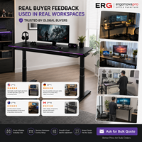 Bureau debout électrique avec éclairage RGB, hauteur réglable, bureau de travail avec plateau en fibre de carbone, contrôle par mémoire
