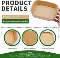 Bol à déjeuner rectangulaire en kraft biodégradable et écologique, boîte à salade de fruits, boîte à repas, bols en papier blanc avec couvercle, à emporter