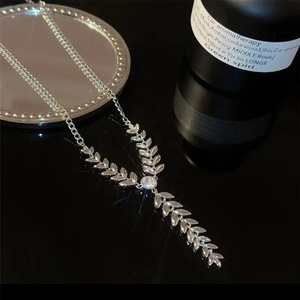 Frangia di grano collana per le donne in acciaio al titanio non sbiadisce la moda catenaria ciondolo catena clavicola - Product Image 4