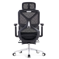Chaise de bureau ergonomique moderne en maille avec soutien lombaire réglable, dossier haut, accoudoirs 3D relevables, base pivotante à mémoire de forme