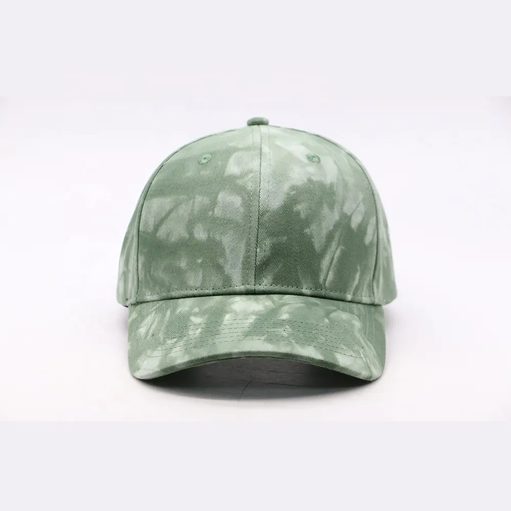 Yeşil bahar kravat boya 6 panel beyzbol şapkası düz snapback pamuk beyzbol şapka düz ağız beyzbol şapkası s