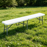 Banc pliant en plastique avec structure métallique, durable, imperméable, design moderne - Banc de salle à manger pliable et portable pour événements en plein air, camping